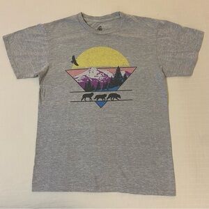 Body Rags Clothing Co Gray Wilderness Wildlife Wolf Eagle Mountains T-Shirt sz M